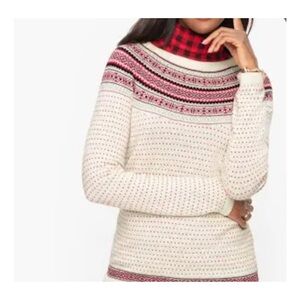 Talbots Cream and Pink Patterned Women's Sweater